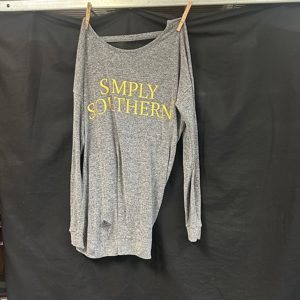 Simply Southern Gray Sweatshirt with Yellow Print